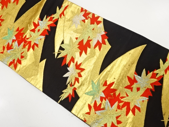 JAPANESE KIMONO / ANTIQUE KIMONO / SILK / WOVEN MAPLE LEAVES